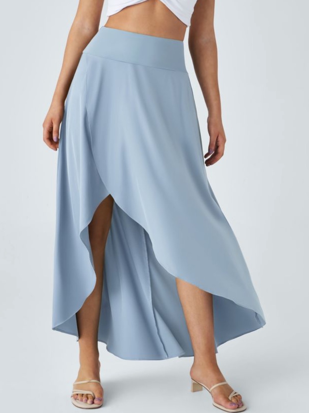 Breezeful™ High Waisted High Low Ruffle 2-in-1 Flowy Quick Dry Maxi Skirt. Sz L.